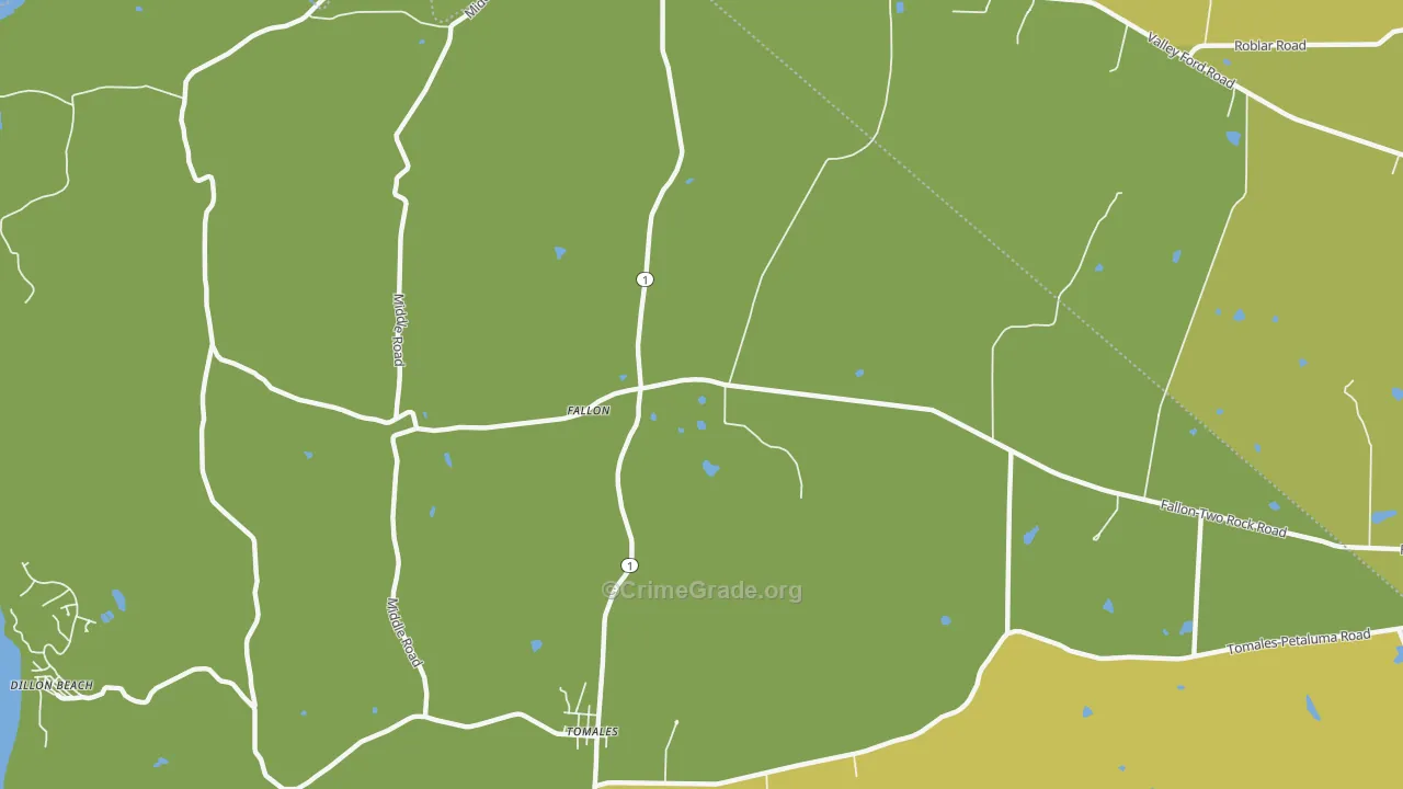 Fallon, CA Map of Vehicle Theft Rates