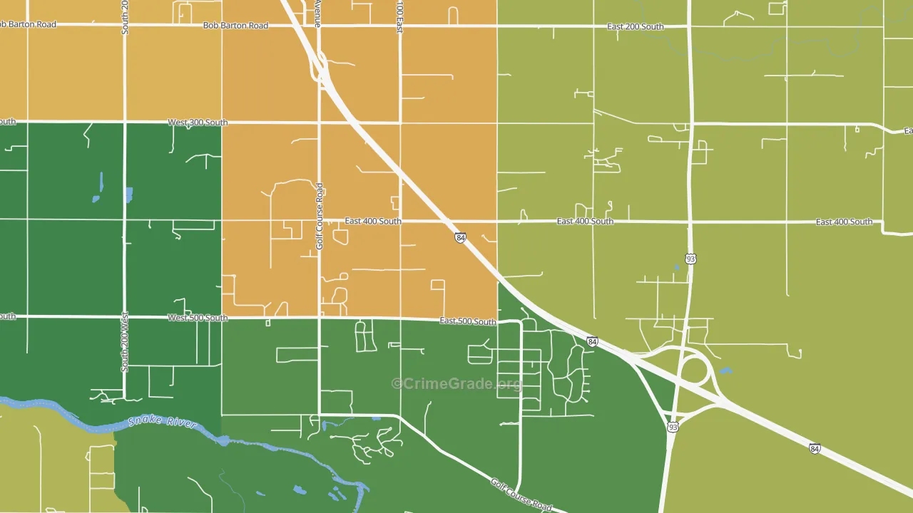 Falls City, ID Map of Vehicle Theft Rates