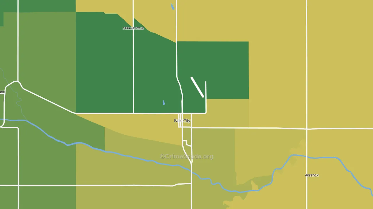 Falls City, NE Map of Vehicle Theft Rates