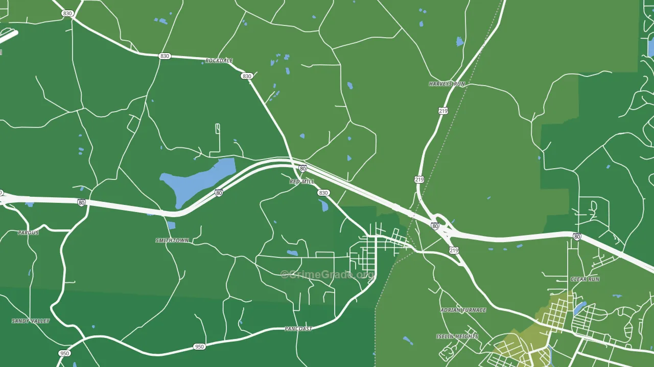 Falls Creek, PA Map of Vehicle Theft Rates