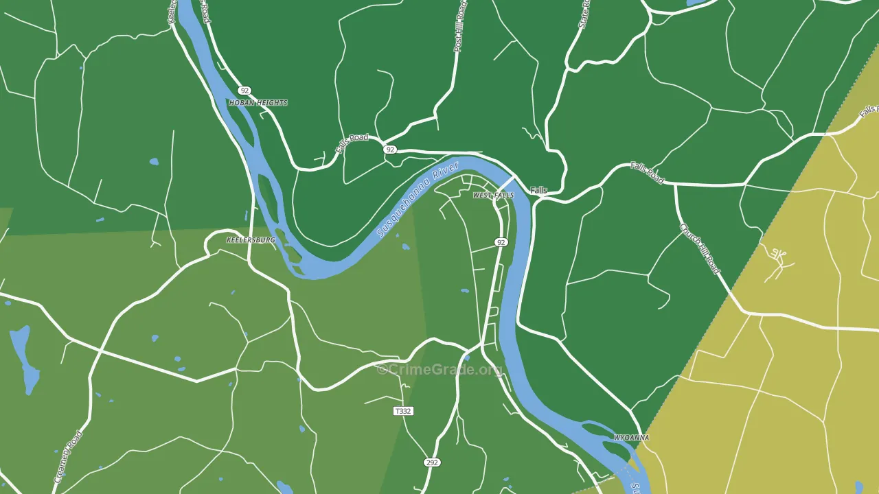 Falls, PA Map of Vehicle Theft Rates