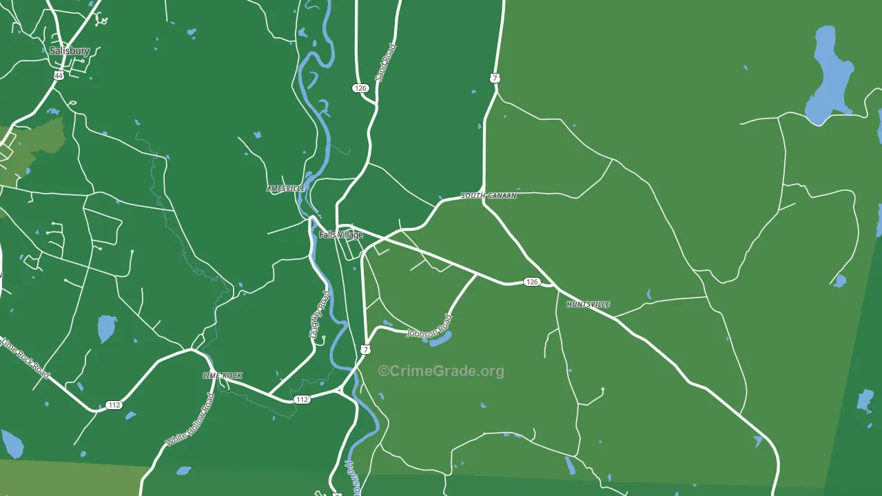 Falls Village, CT Map of Vehicle Theft Rates