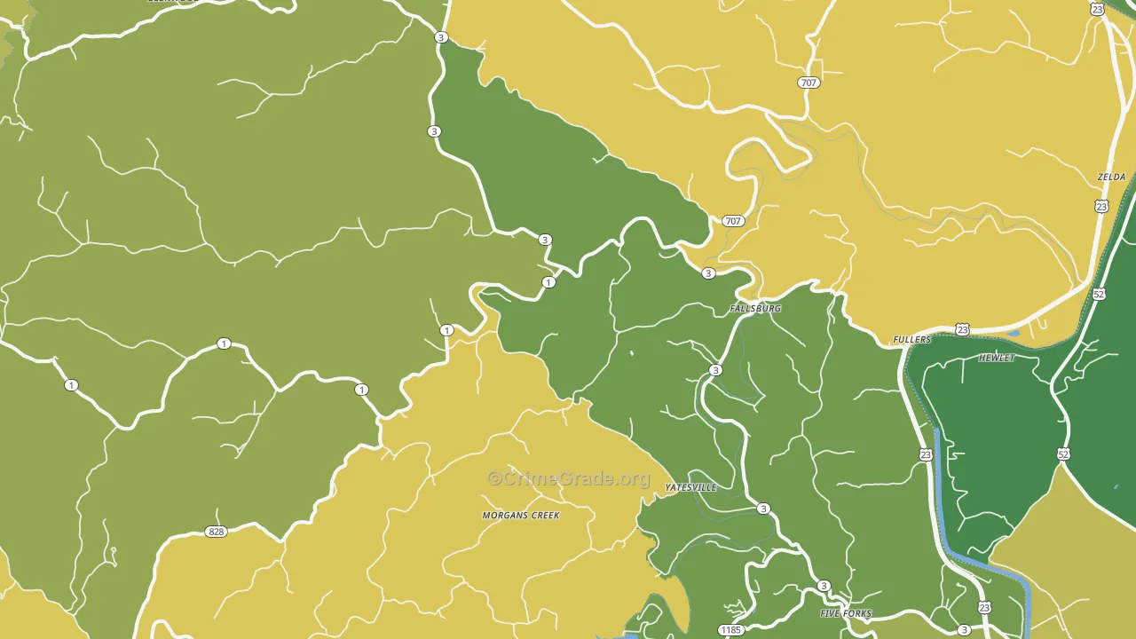 Fallsburg, KY Map of Vehicle Theft Rates
