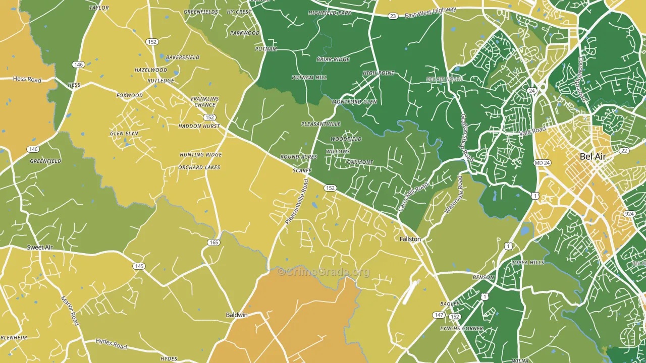 Fallston, MD Map of Vehicle Theft Rates