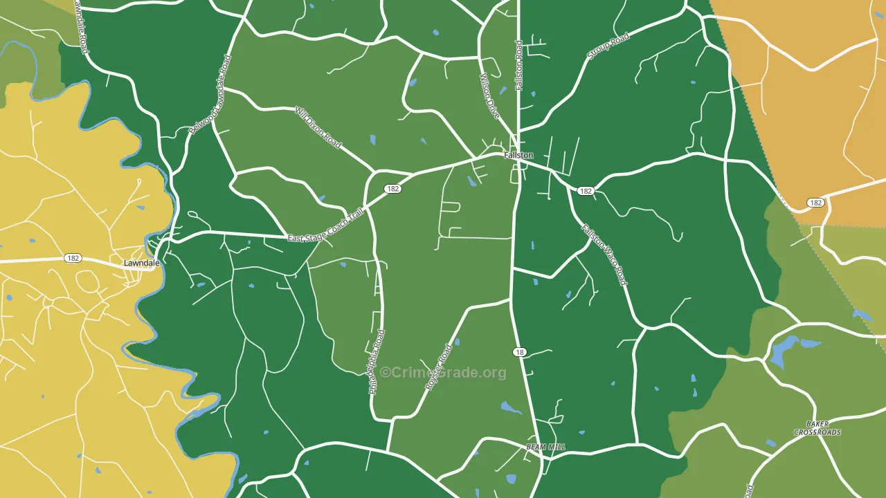 Fallston, NC Map of Vehicle Theft Rates