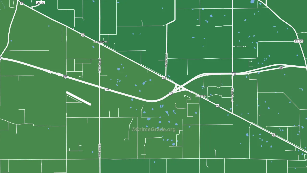 Falmouth, FL Map of Vehicle Theft Rates