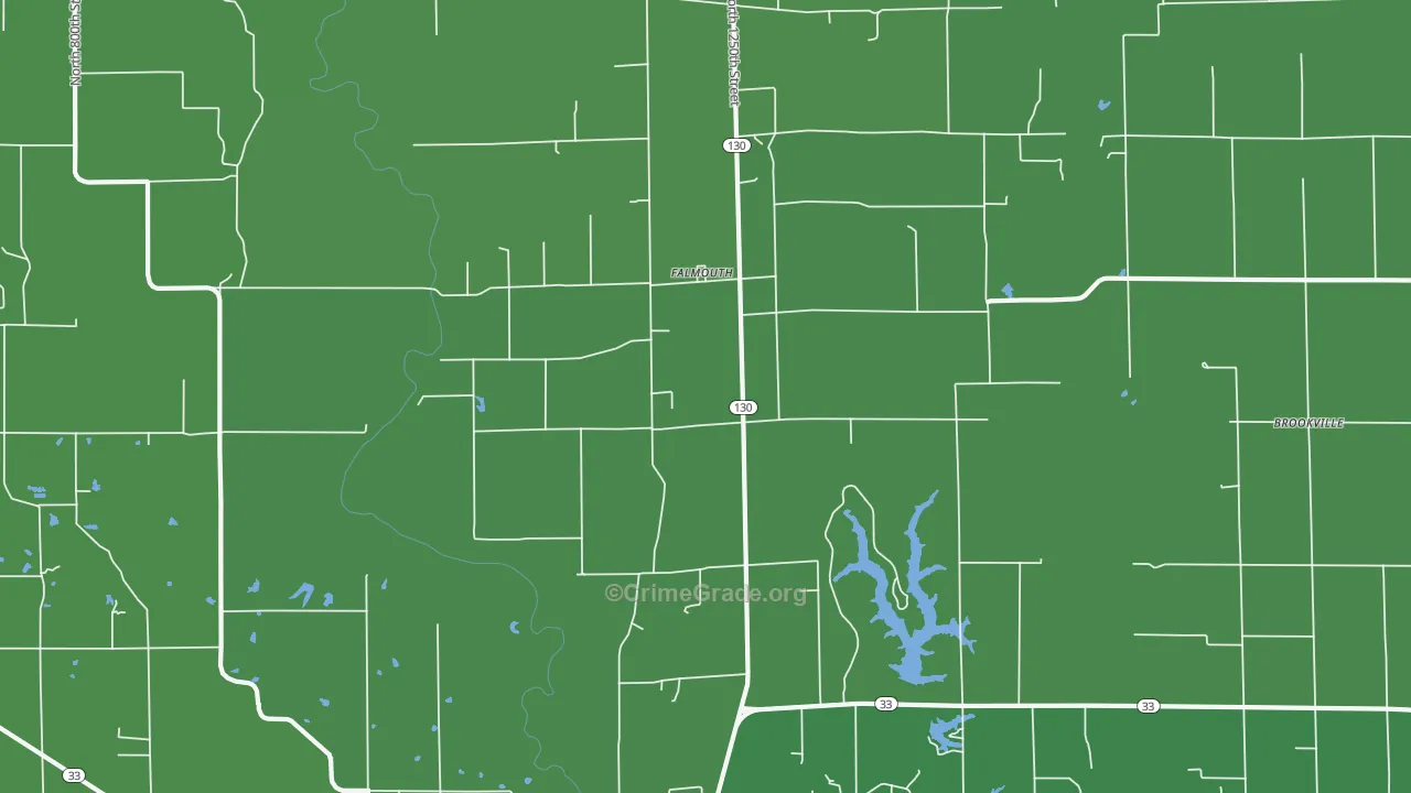 Falmouth, IL Map of Vehicle Theft Rates