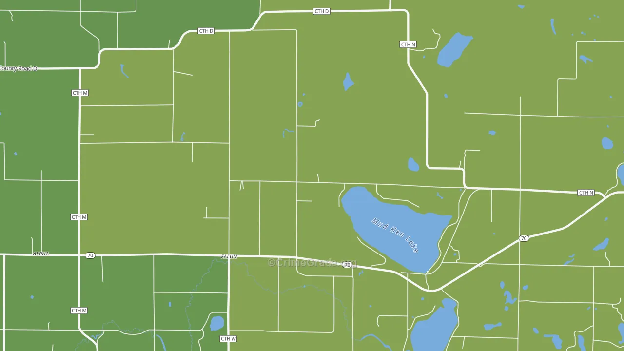 Falun, WI Map of Vehicle Theft Rates
