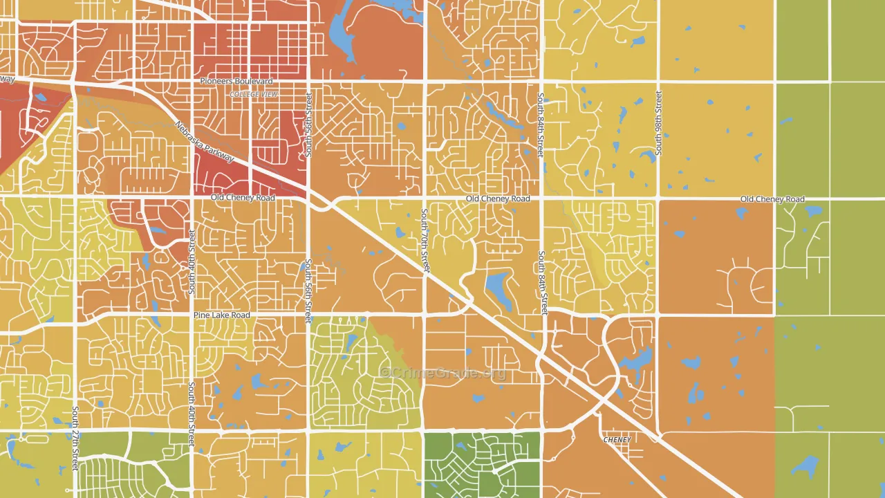 Family Acres, Lincoln, NE Map of Vehicle Theft Rates
