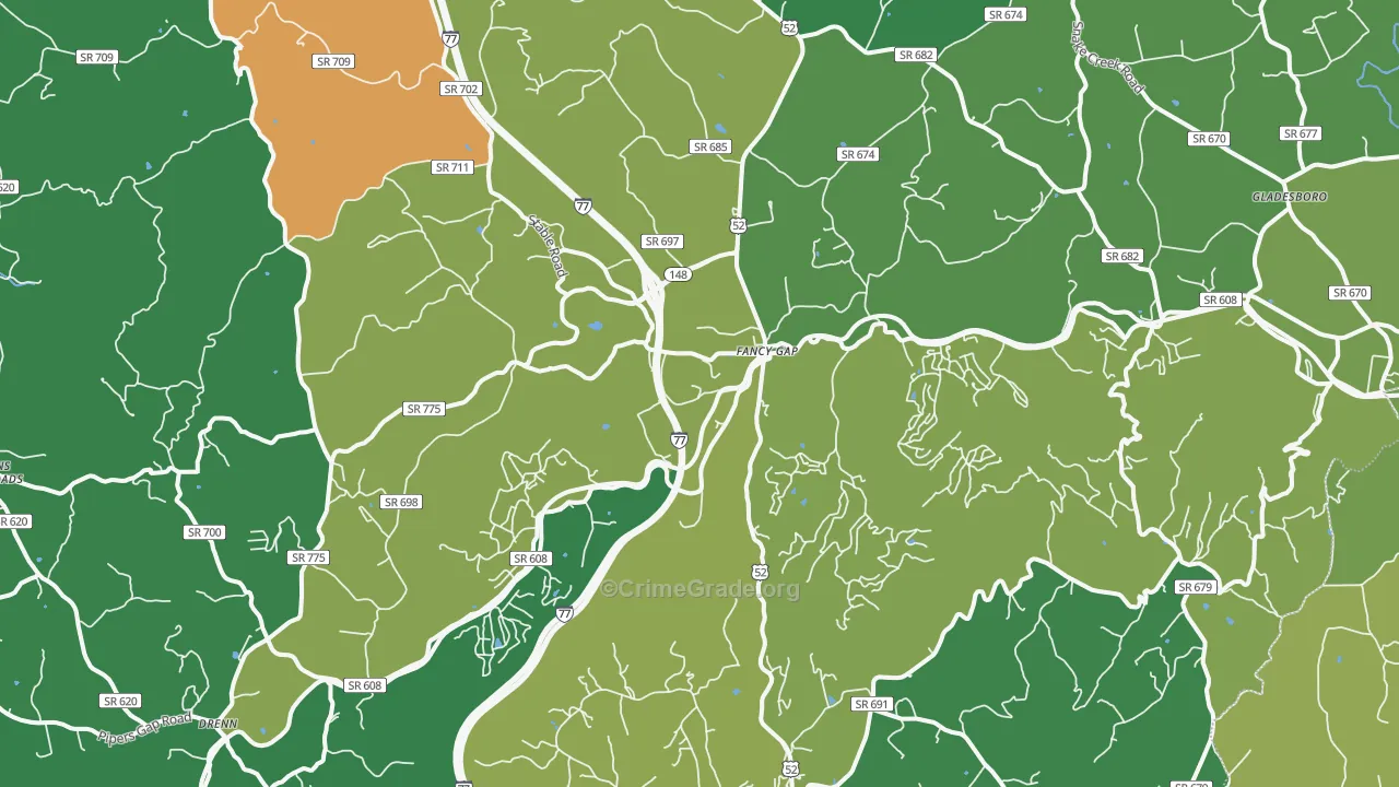 Fancy Gap, VA Map of Vehicle Theft Rates