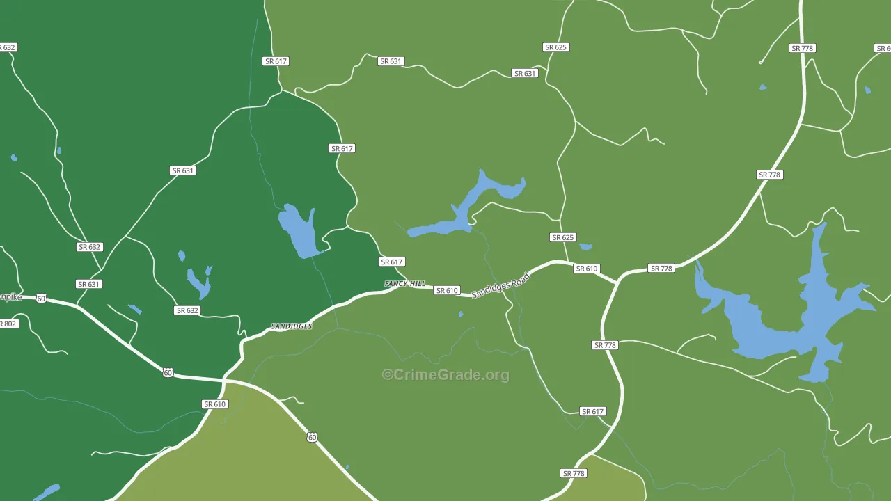 Fancy Hill, VA Map of Vehicle Theft Rates