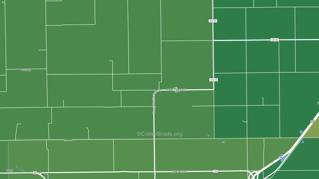Fancy Prairie, IL Map of Vehicle Theft Rates