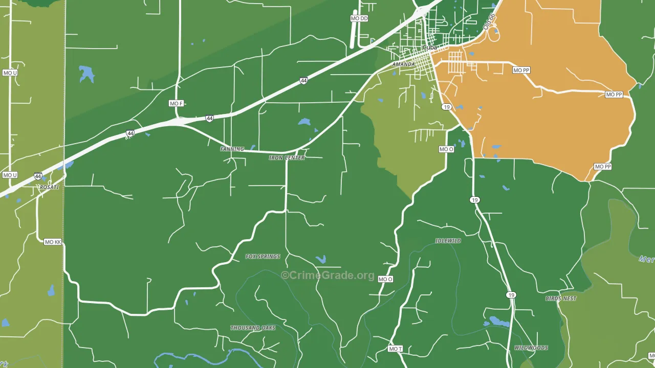 Fanning, MO Map of Vehicle Theft Rates