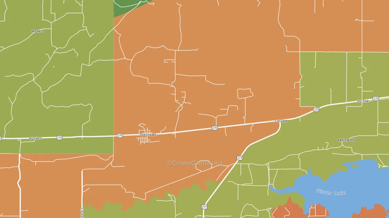 Fanshawe, OK Map of Vehicle Theft Rates