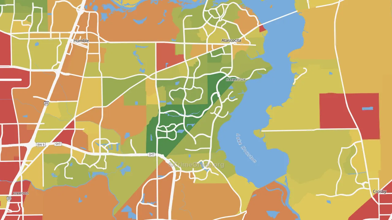 Far Northeast-Houston, Houston, TX Map of Vehicle Theft Rates