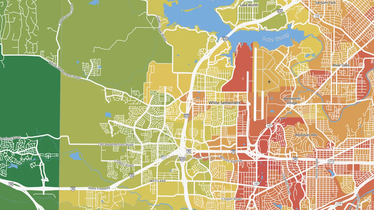 Far West, Fort Worth, TX Map of Vehicle Theft Rates