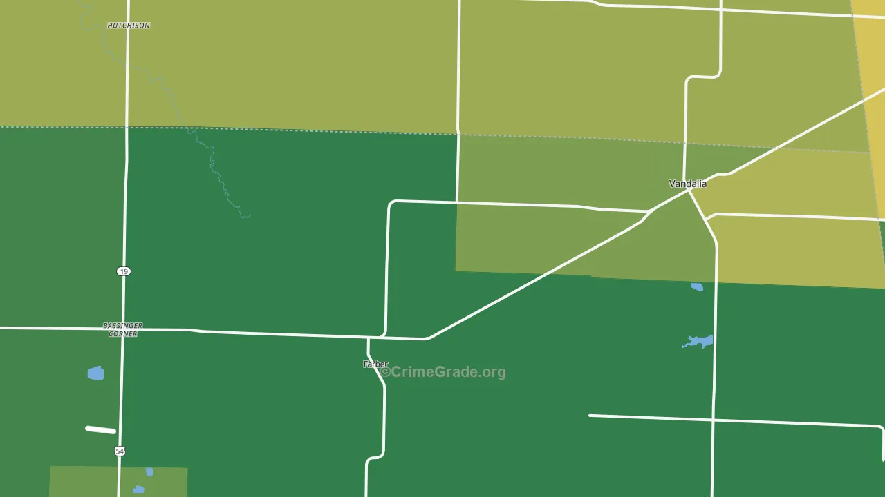 Farber, MO Map of Vehicle Theft Rates