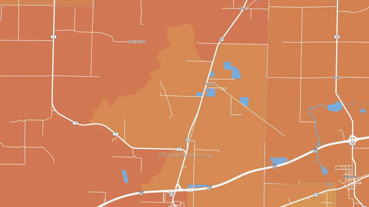 Fargo, AR Map of Vehicle Theft Rates