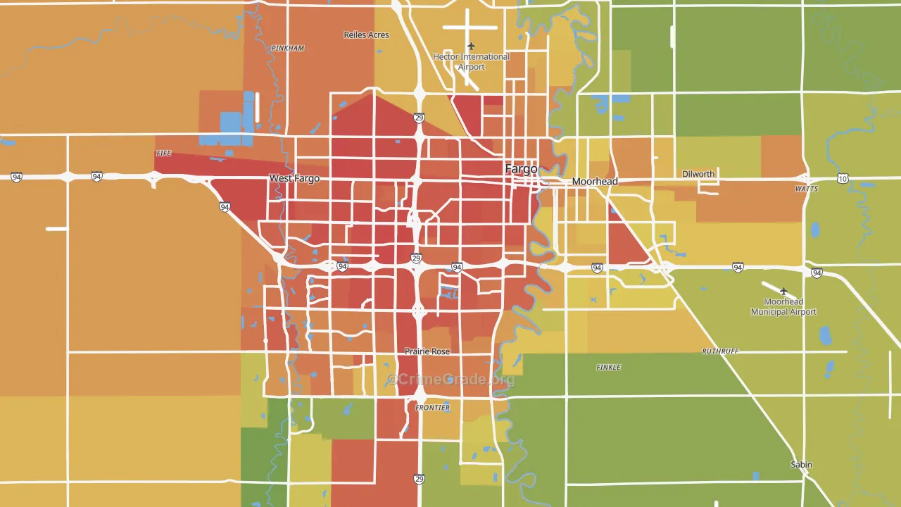 Fargo, ND Map of Vehicle Theft Rates
