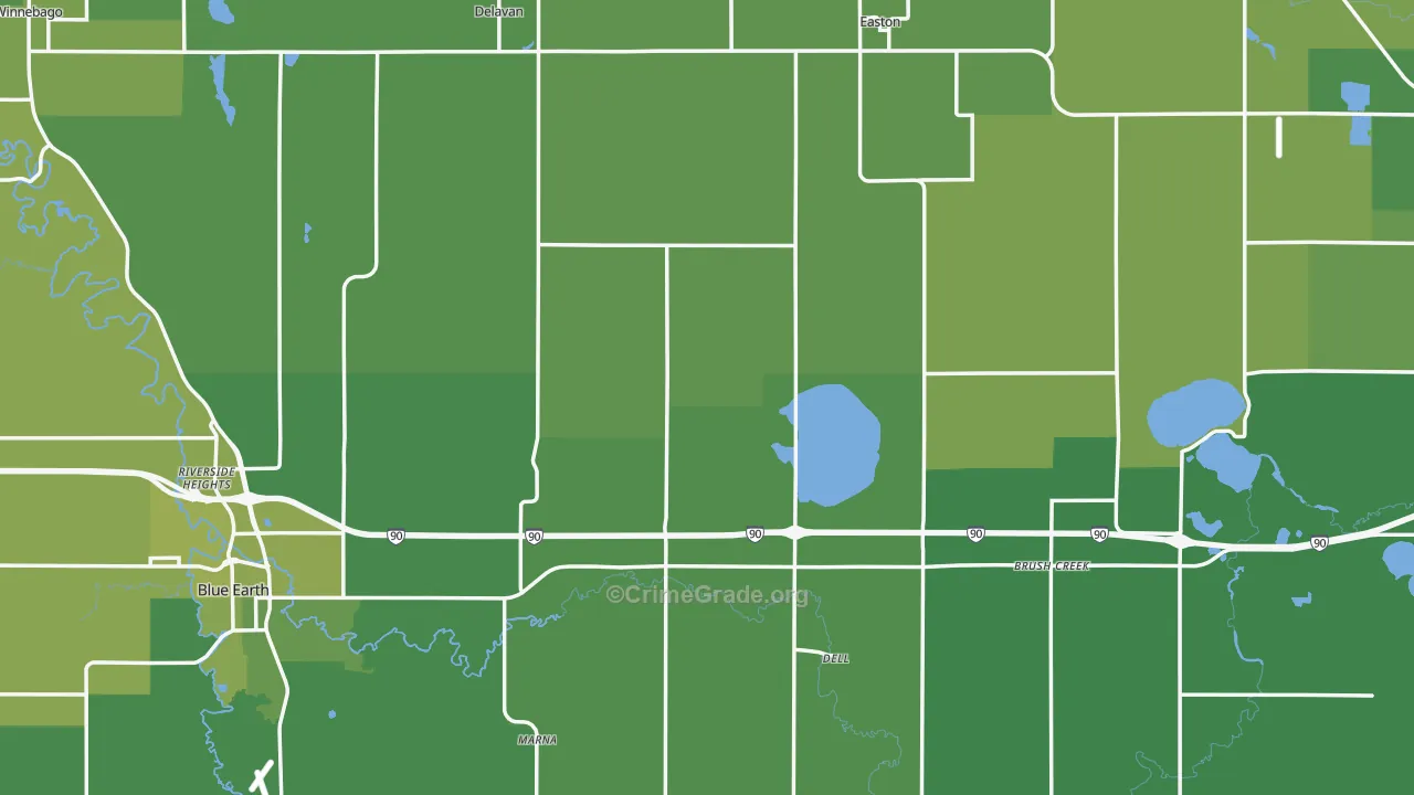Faribault County, MN Map of Vehicle Theft Rates