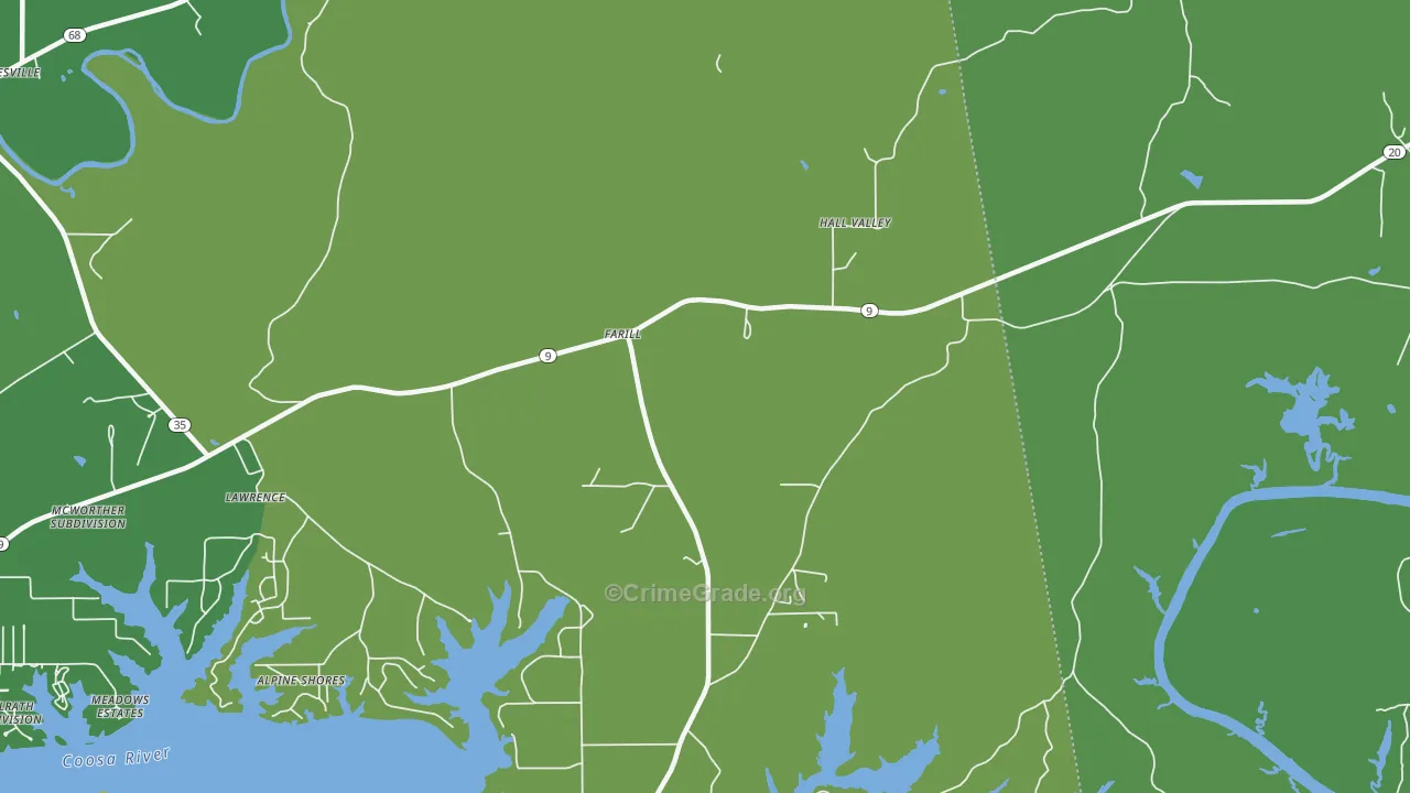 Farill, AL Map of Vehicle Theft Rates