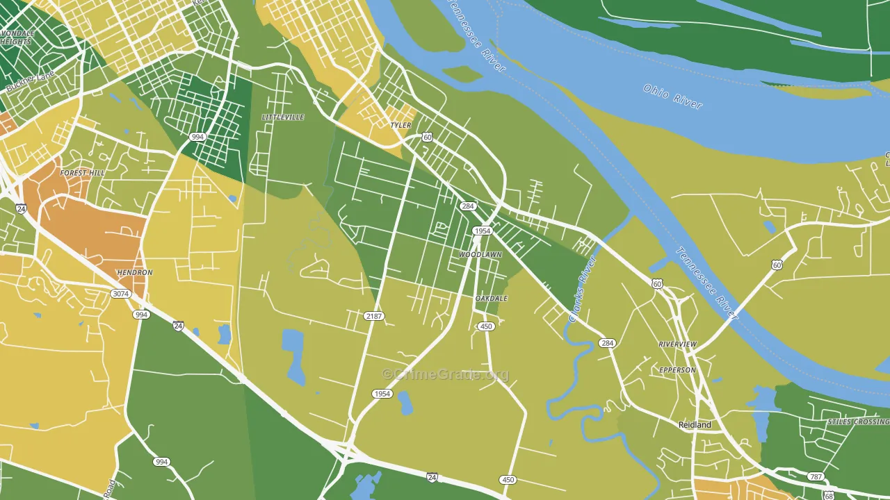 Farley, KY Map of Vehicle Theft Rates