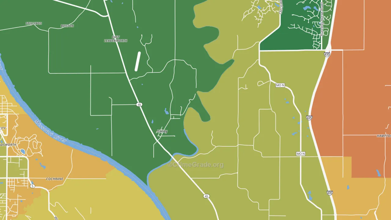 Farley, MO Map of Vehicle Theft Rates