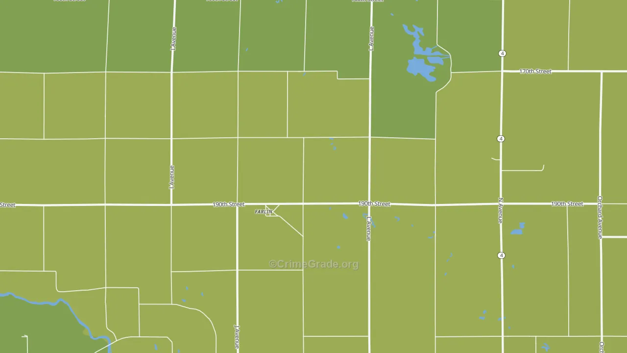 Farlin, IA Map of Vehicle Theft Rates