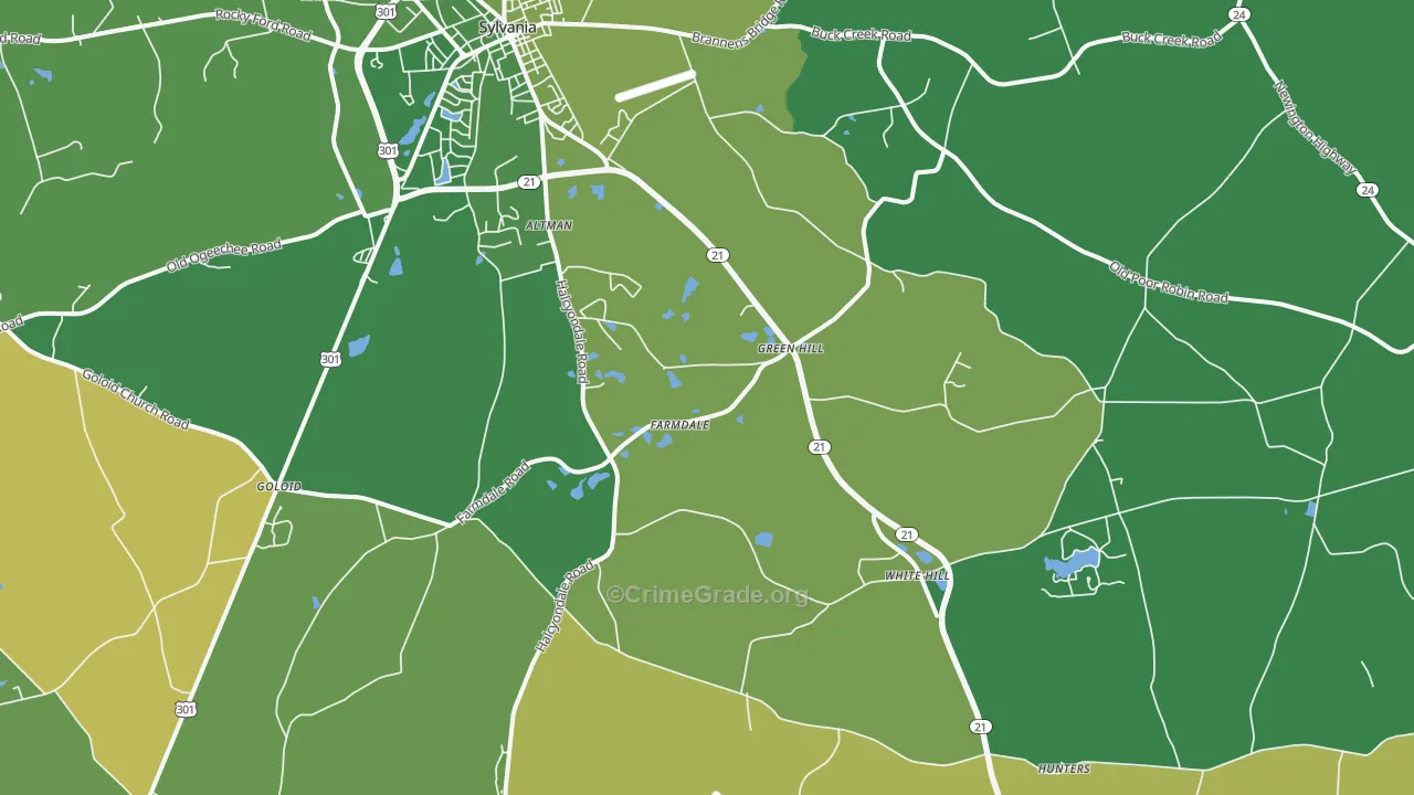 Farmdale, GA Map of Vehicle Theft Rates