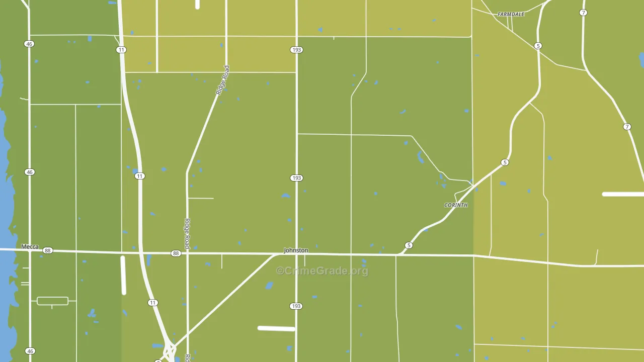 Farmdale, OH Map of Vehicle Theft Rates