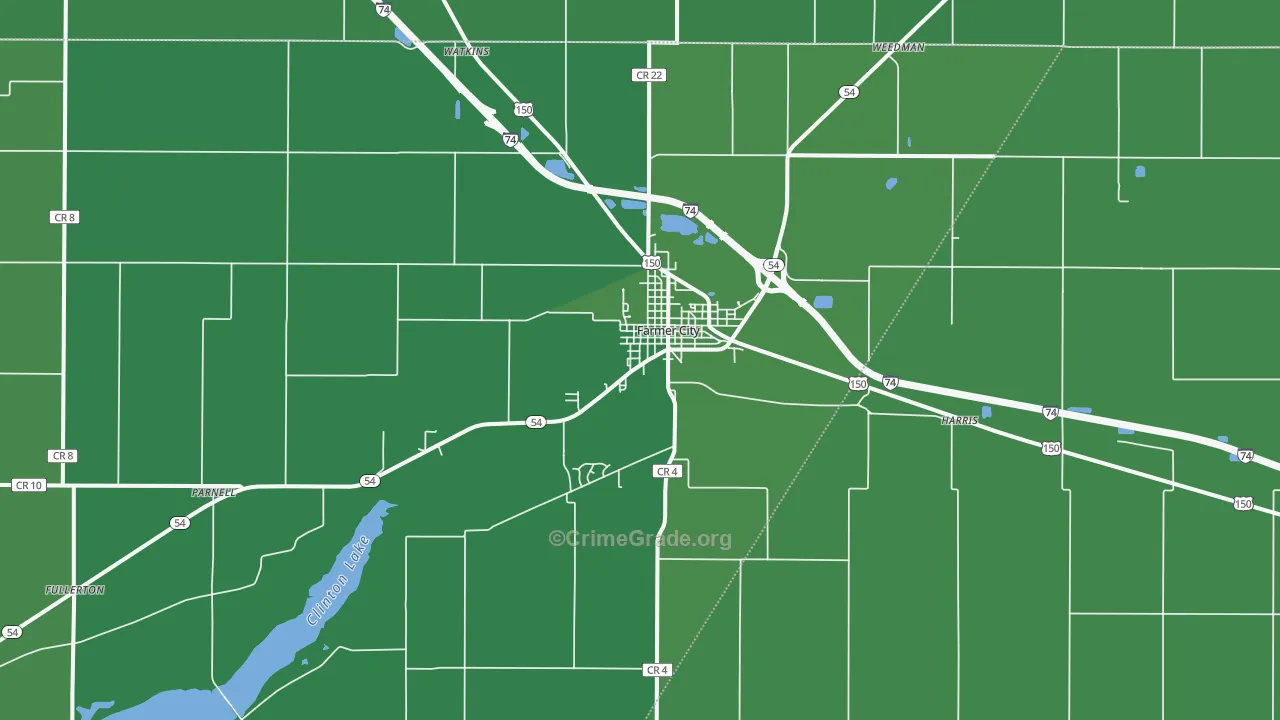 Farmer City, IL Map of Vehicle Theft Rates