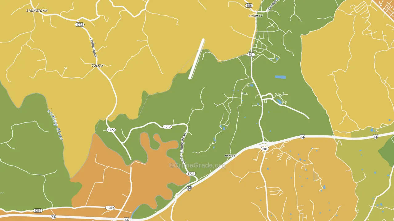 Farmers, KY Map of Vehicle Theft Rates