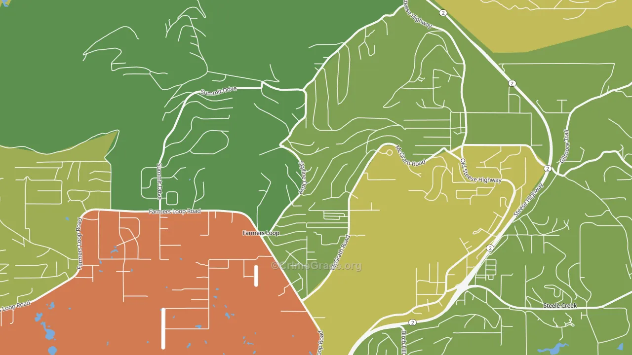Farmers Loop, AK Map of Vehicle Theft Rates