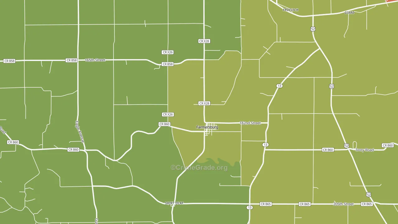 Farmersburg, IA Map of Vehicle Theft Rates