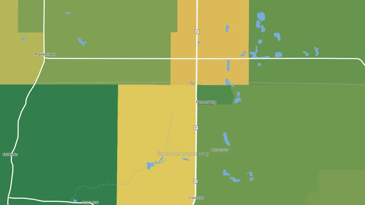 Farmersburg, IN Map of Vehicle Theft Rates