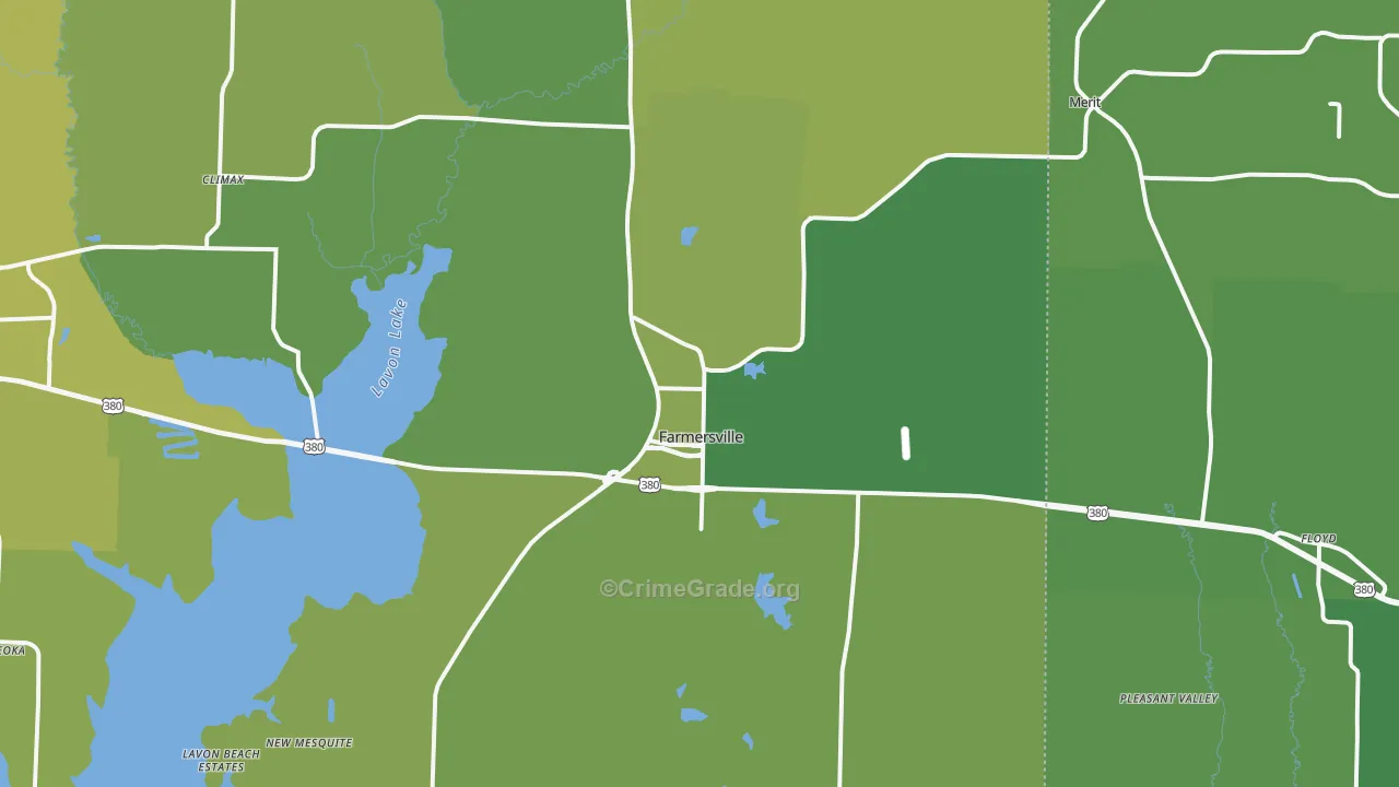 Farmersville, TX Map of Vehicle Theft Rates