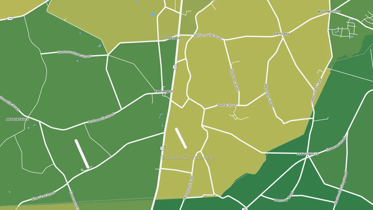 Farmington, DE Map of Vehicle Theft Rates