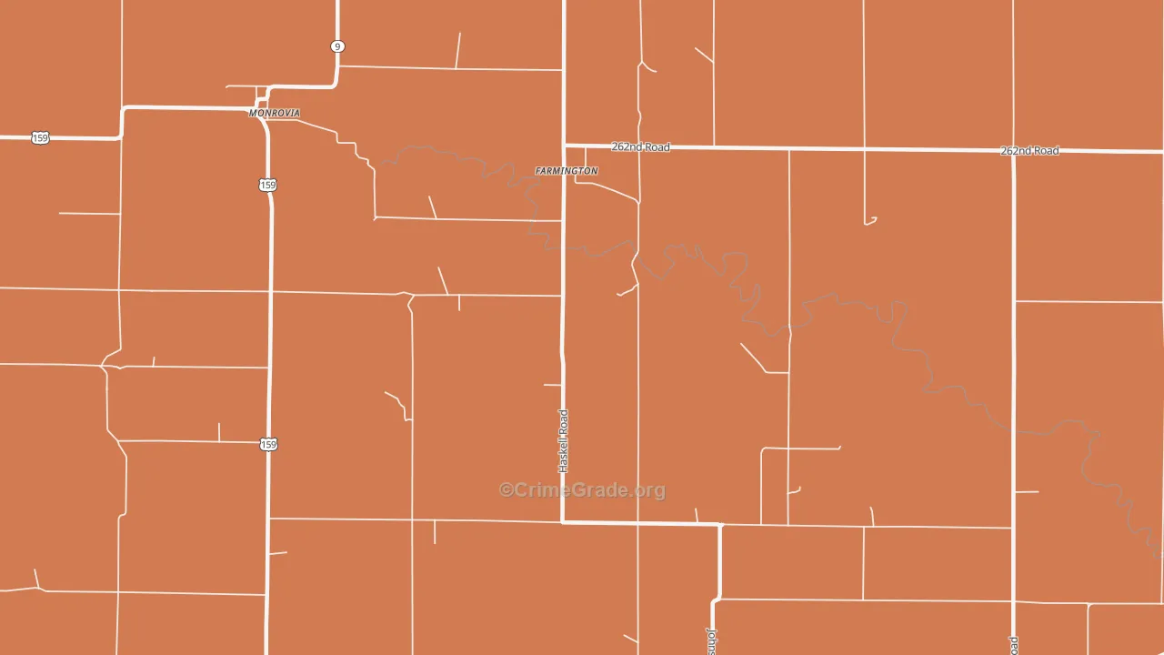 Farmington, KS Map of Vehicle Theft Rates