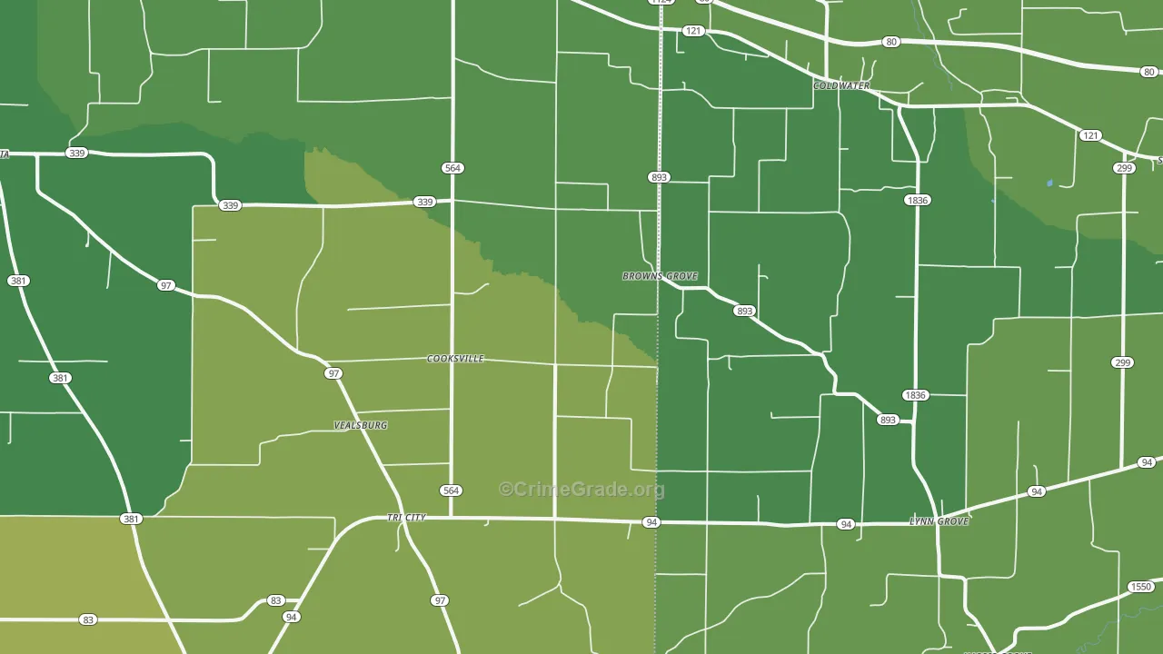 Farmington, KY Map of Vehicle Theft Rates