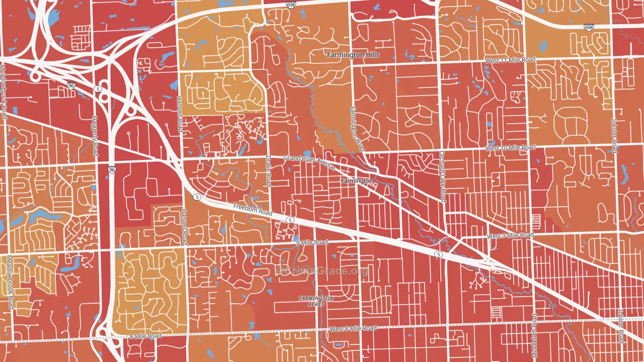 Farmington, MI Map of Vehicle Theft Rates