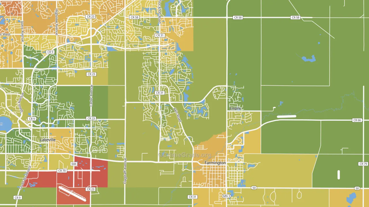 Farmington, MN Map of Vehicle Theft Rates