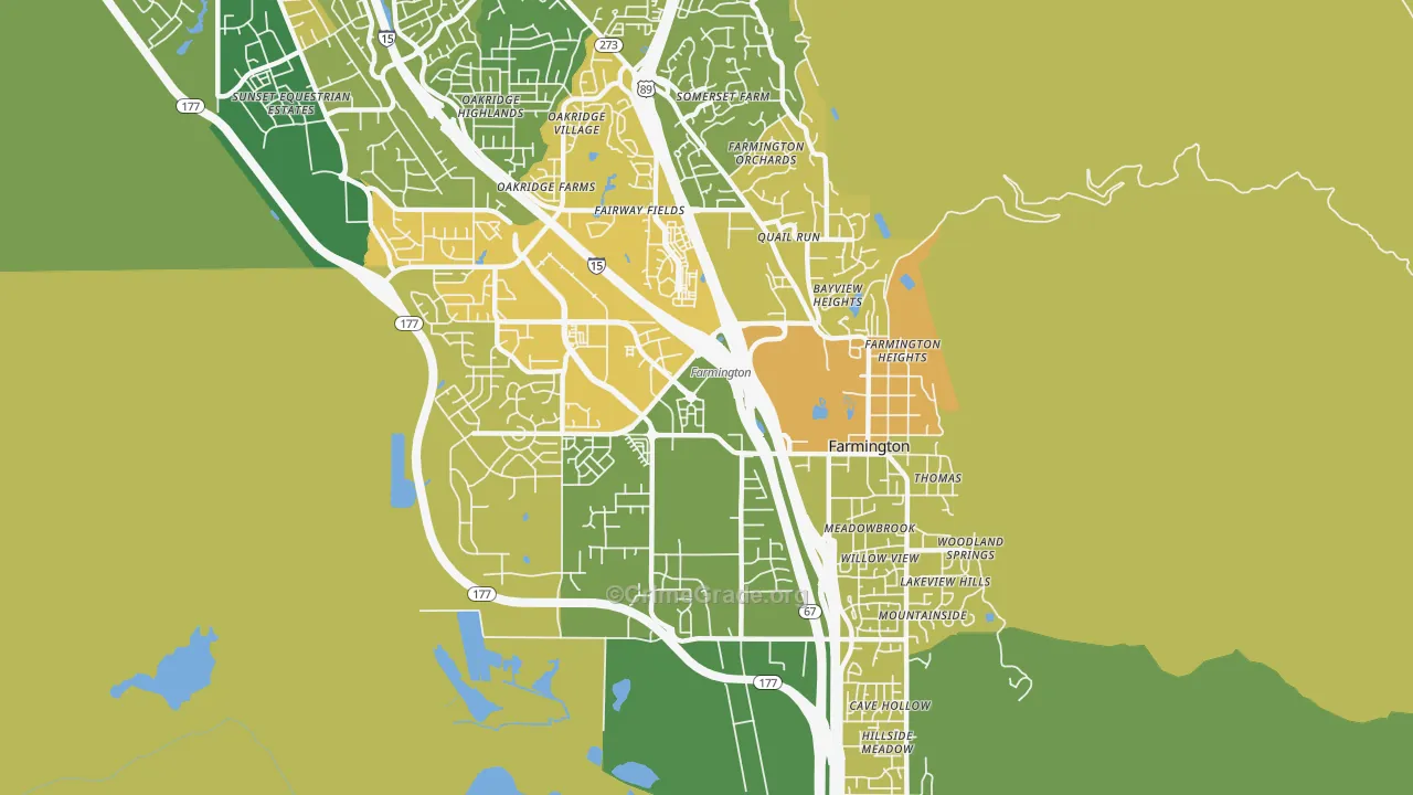 Farmington, UT Map of Vehicle Theft Rates