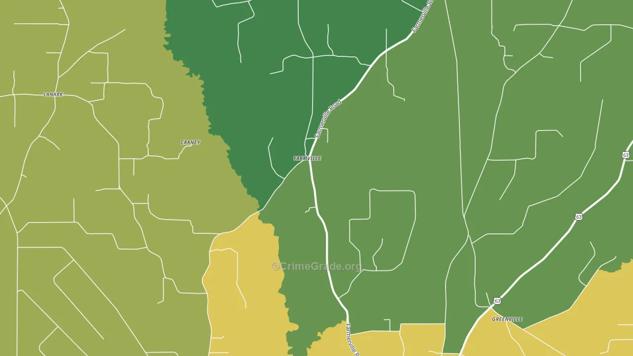 Farmville, AR Map of Vehicle Theft Rates