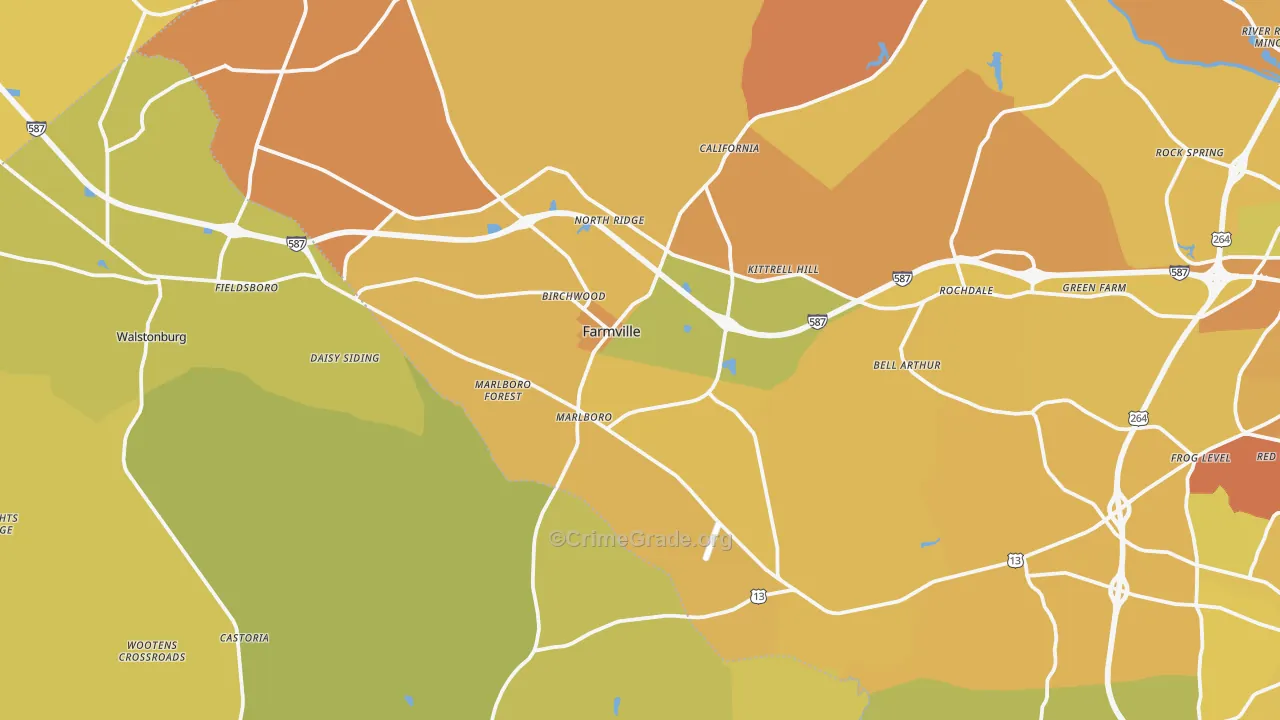Farmville, NC Map of Vehicle Theft Rates