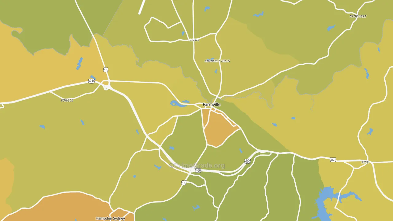 Farmville, VA Map of Vehicle Theft Rates