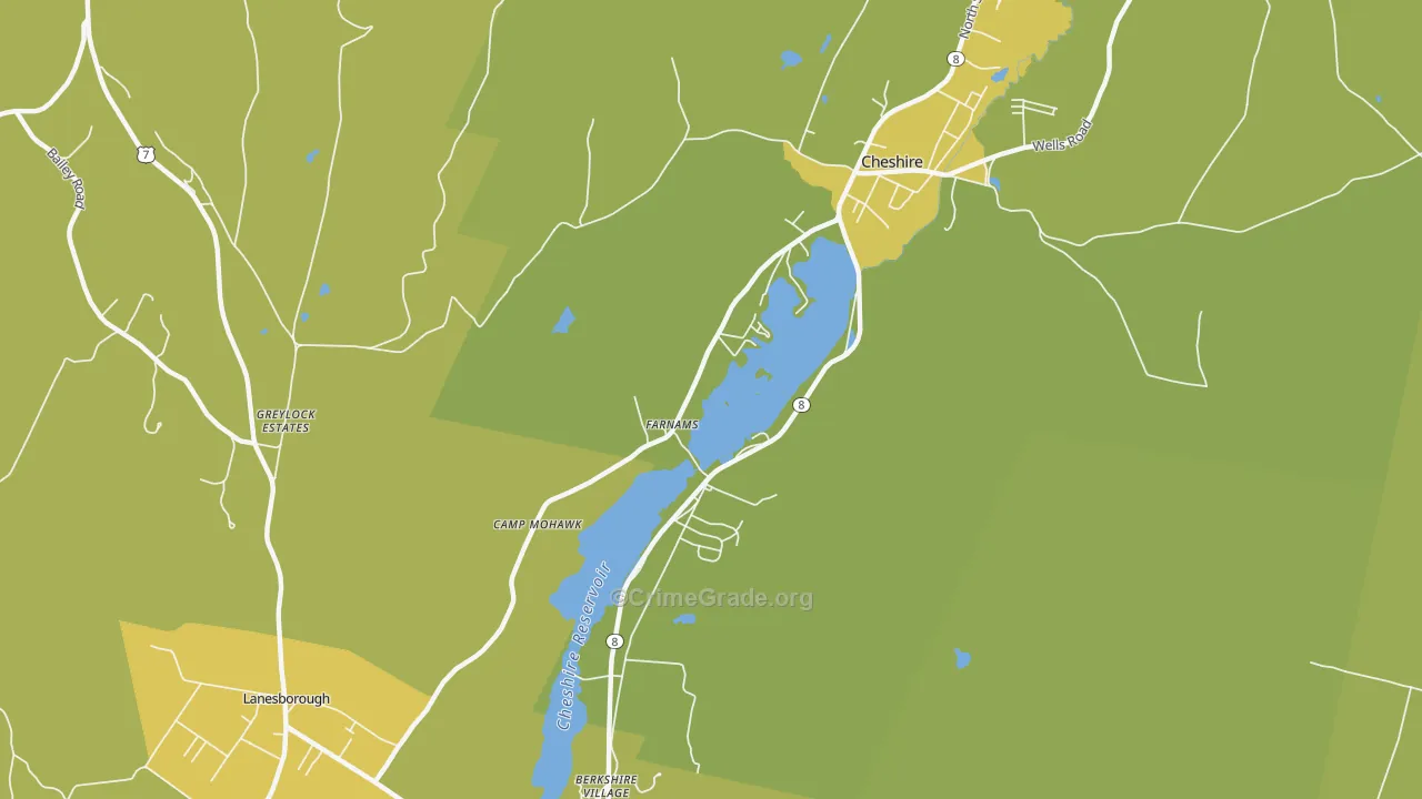 Farnams, MA Map of Vehicle Theft Rates