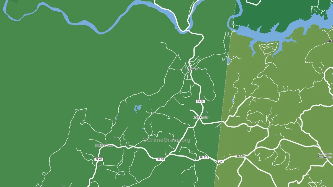 Farner, TN Map of Vehicle Theft Rates