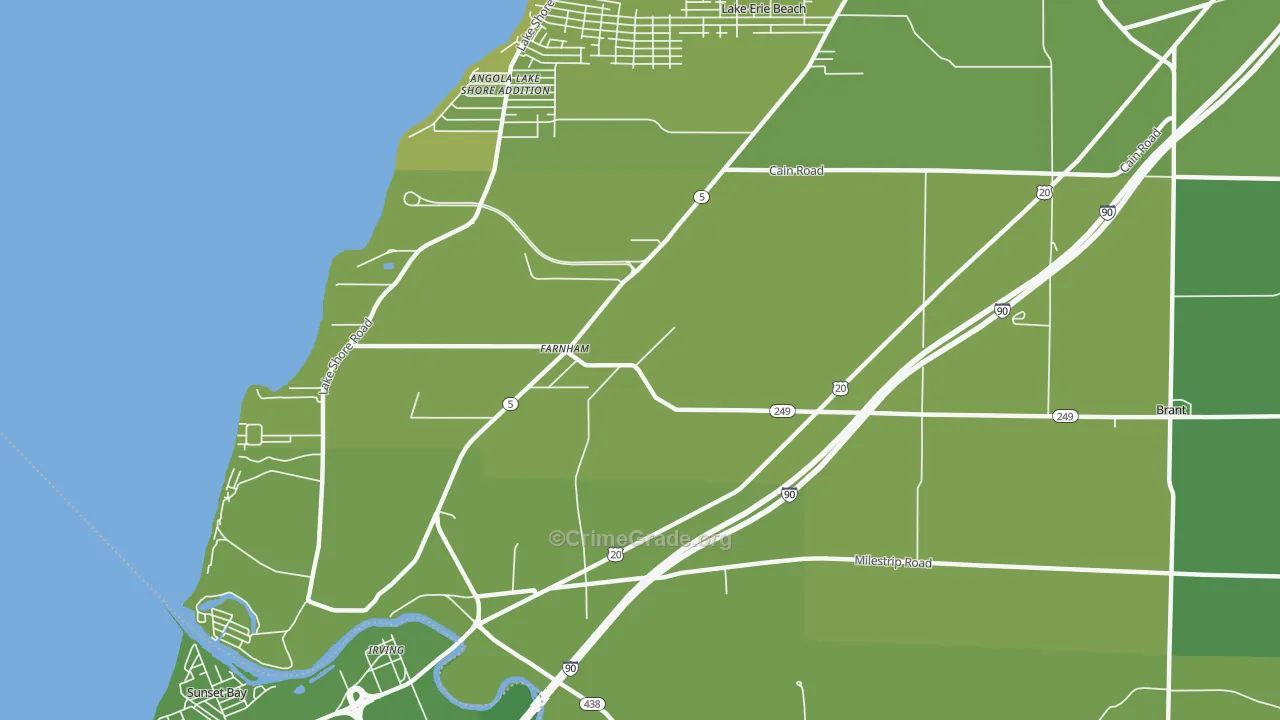 Farnham, NY Map of Vehicle Theft Rates