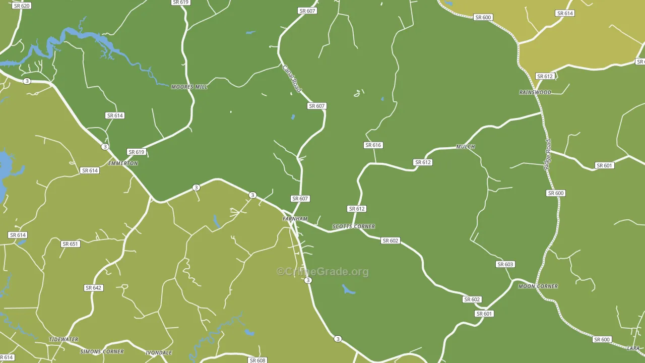 Farnham, VA Map of Vehicle Theft Rates