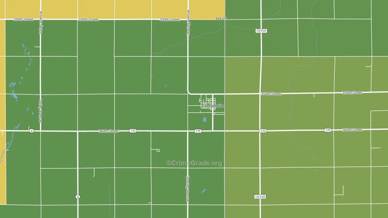 Farnhamville, IA Map of Vehicle Theft Rates